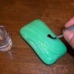 Paint Soap with clear nail polish so it won't lather...leave in shower