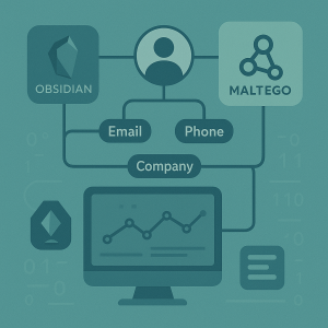 Visualization and mind mapping OSINT toolkit illustration—mind map nodes, flow lines, and charts.